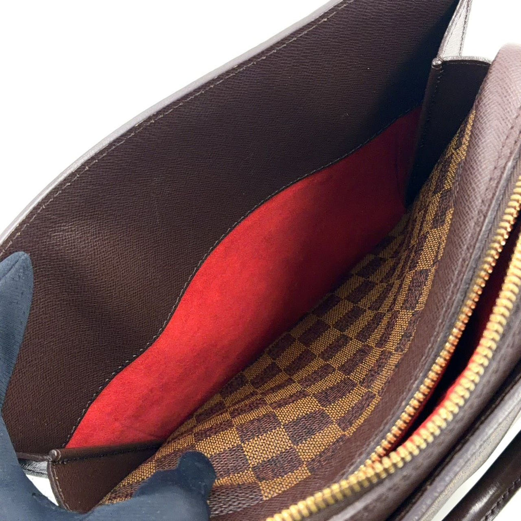 Louis Vuitton Brera Damier Ebene Leather Brown Handbag Gold — view 6