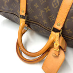 Louis Vuitton Keepall 55 Monogram Leather Brown Boston Bag Gold — view 5