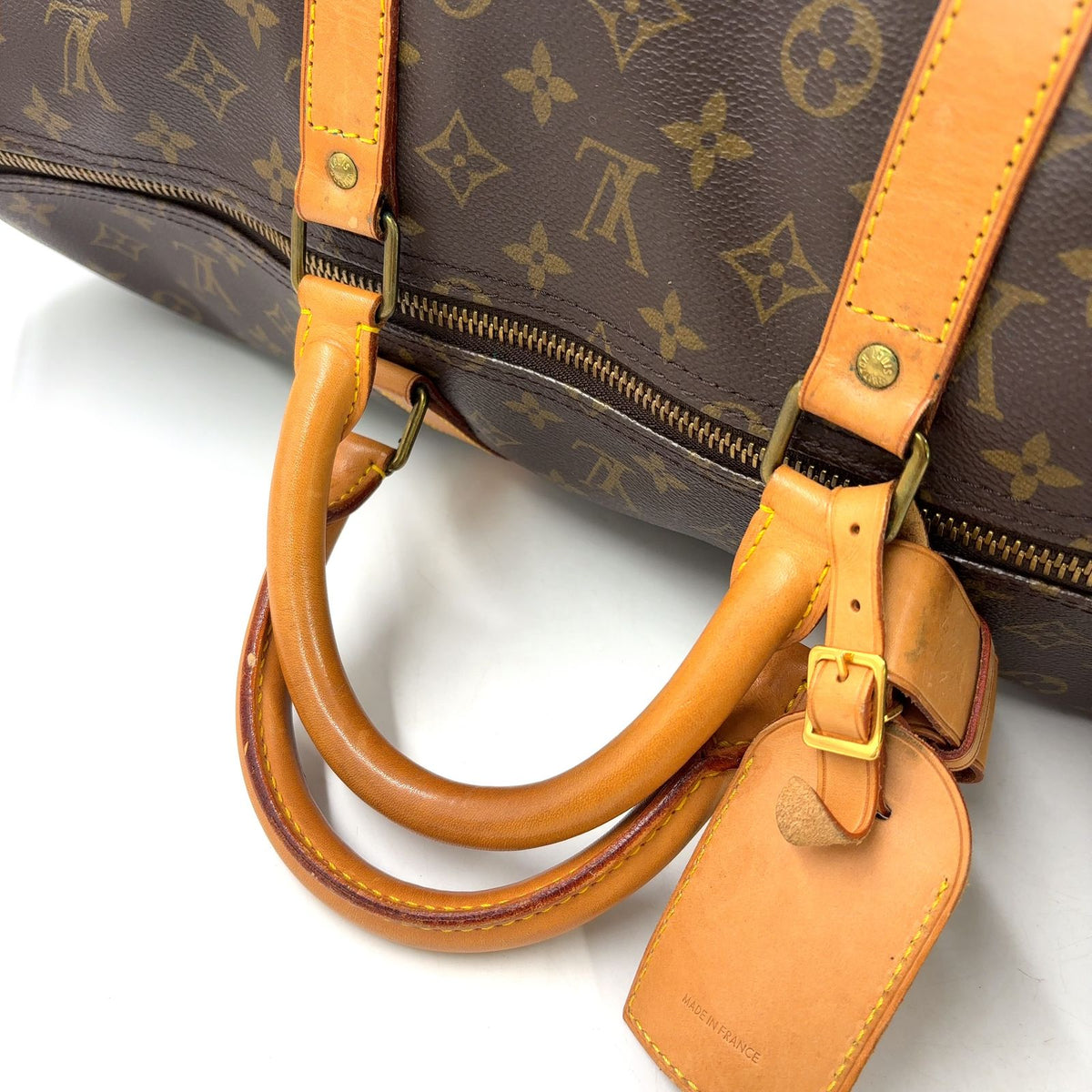 Louis Vuitton Keepall 55 Monogram Leather Brown Boston Bag Gold — view 5