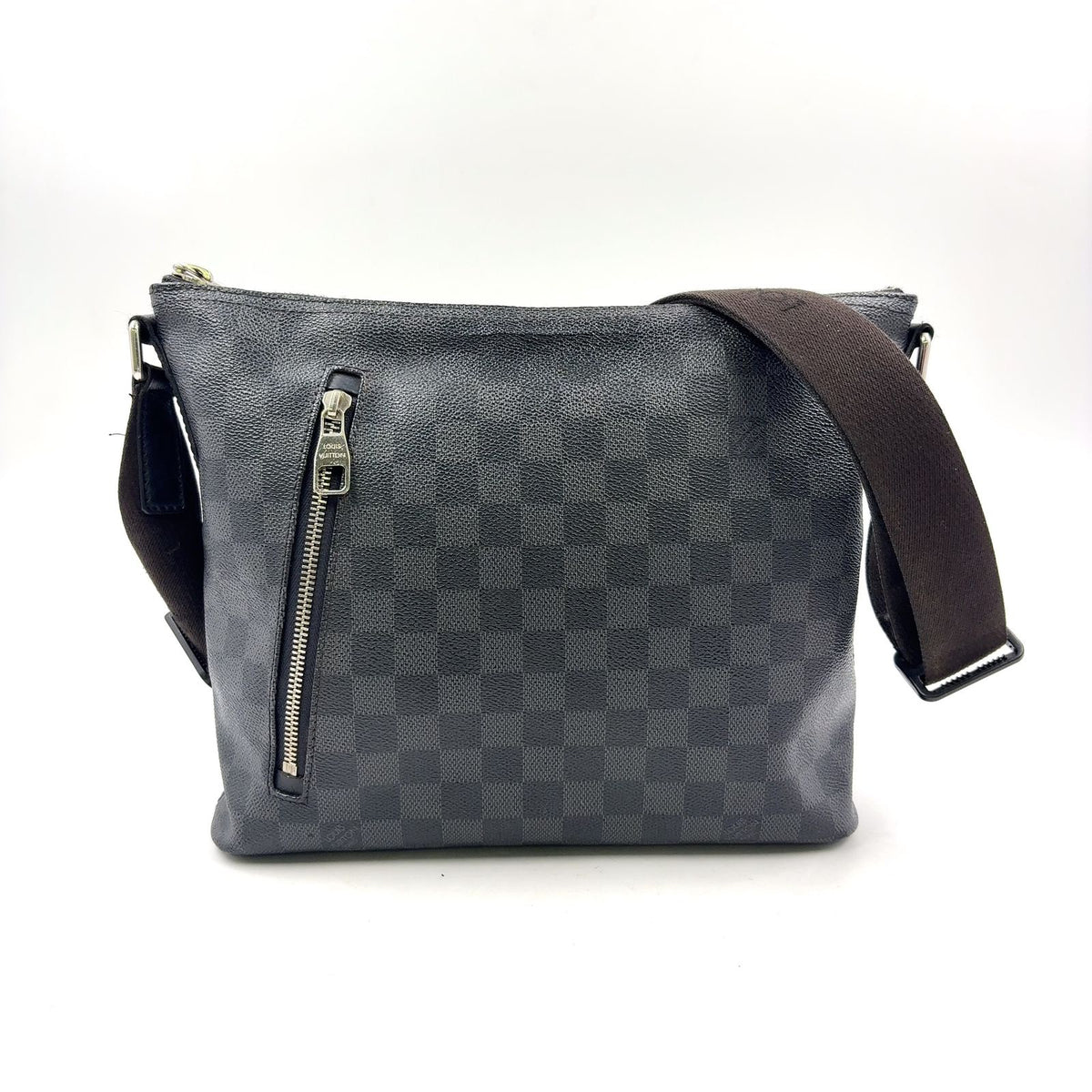 Louis Vuitton Mick PM Damier Graphite Leather Black Shoulder Bag Silver