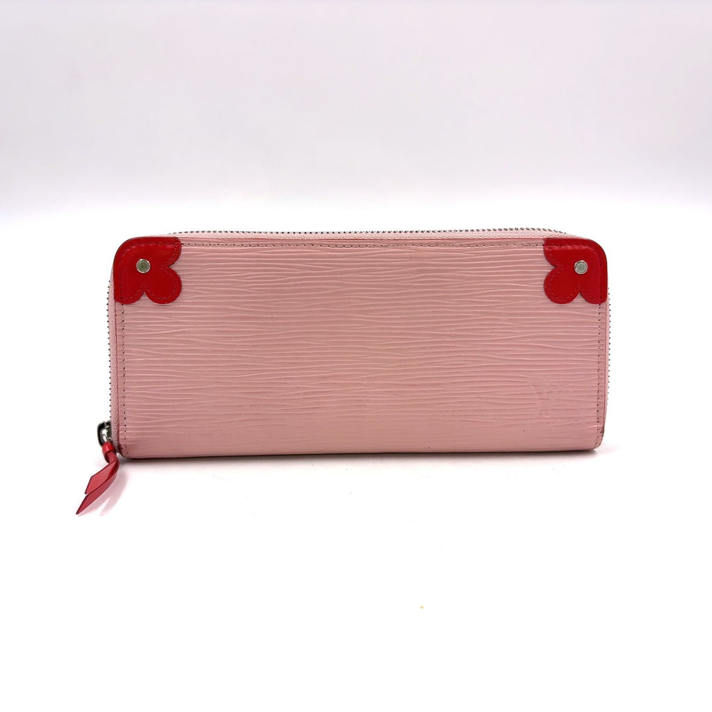Louis Vuitton Portefeuille Clemence Leather Pink Red Wallet