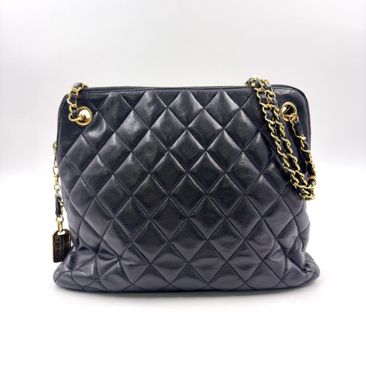 Chanel Quilted Lambskin Black Shoulder Bag Gold