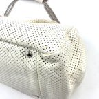 Chanel Perforated Leather White Shoulder Bag Silver — view 8