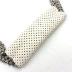 Chanel Perforated Leather White Shoulder Bag Silver — view 6