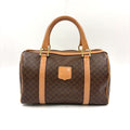 Celine Macadam Pattern Leather Brown Light Mini Boston Bag Gold