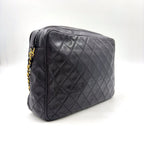 Chanel CC Logo Quilted Fringe Leather Black Chain Shoulder Bag Gold — view 2