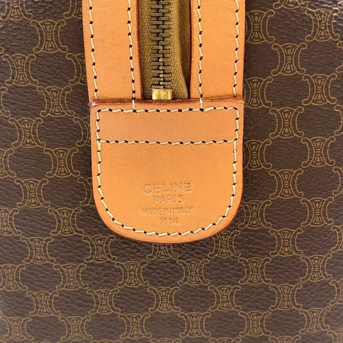 Celine Macadam Pattern Leather Brown Light Mini Boston Bag Gold — view 4