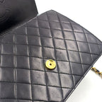 Chanel Pushlock Quilted Lambskin Black Chain Shoulder Bag Gold — view 7
