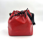 Louis Vuitton Petit Noir Epi Castilian Red Leather Black Shoulder Bag Gold