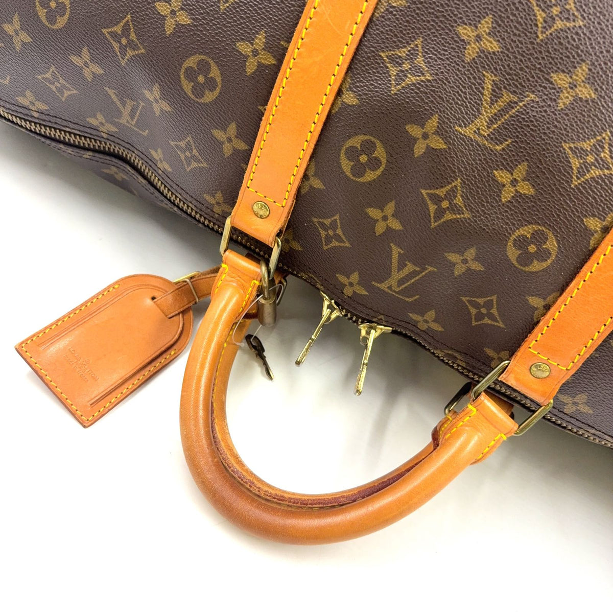 Louis Vuitton Keepall Bandouliere 60 Monogram Brown Boston Bag Gold — view 8