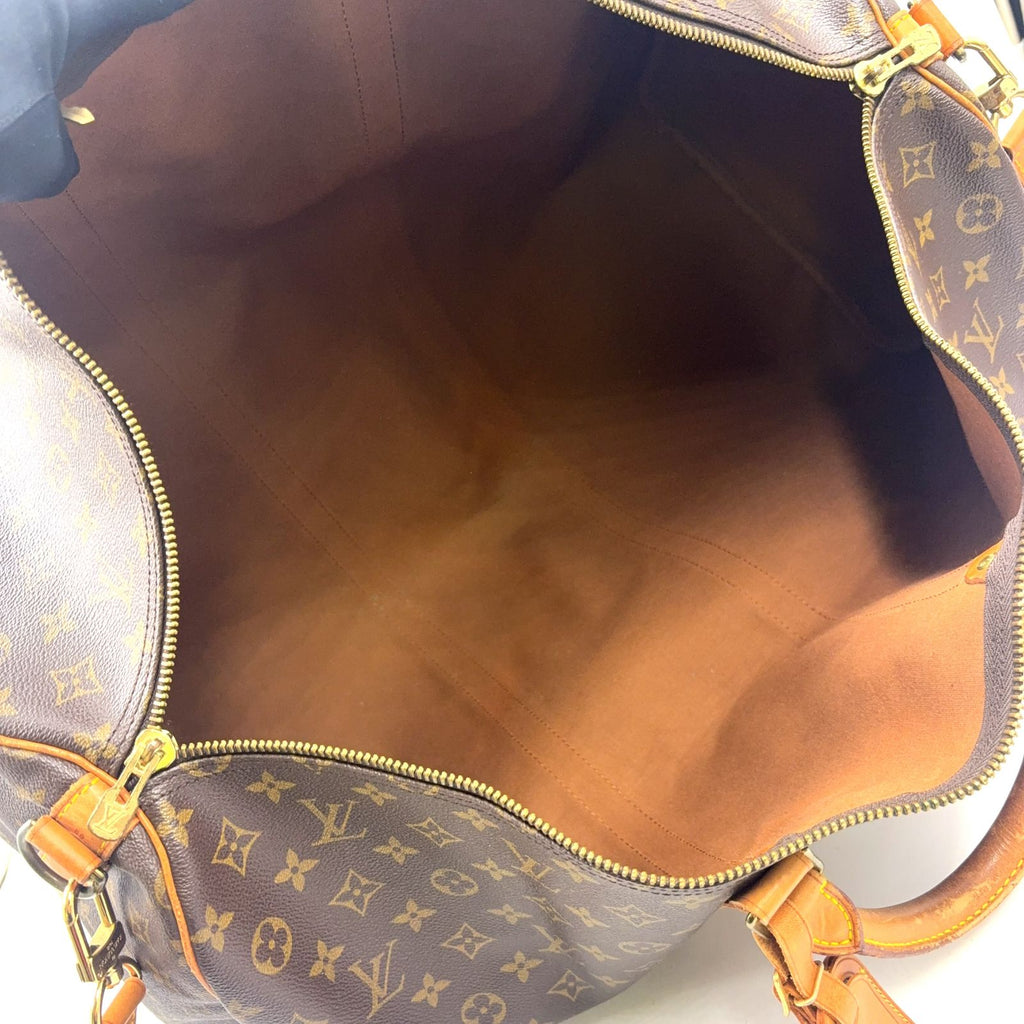 Louis Vuitton Keepall Bandouliere 60 Monogram Brown Boston Bag Gold — view 3