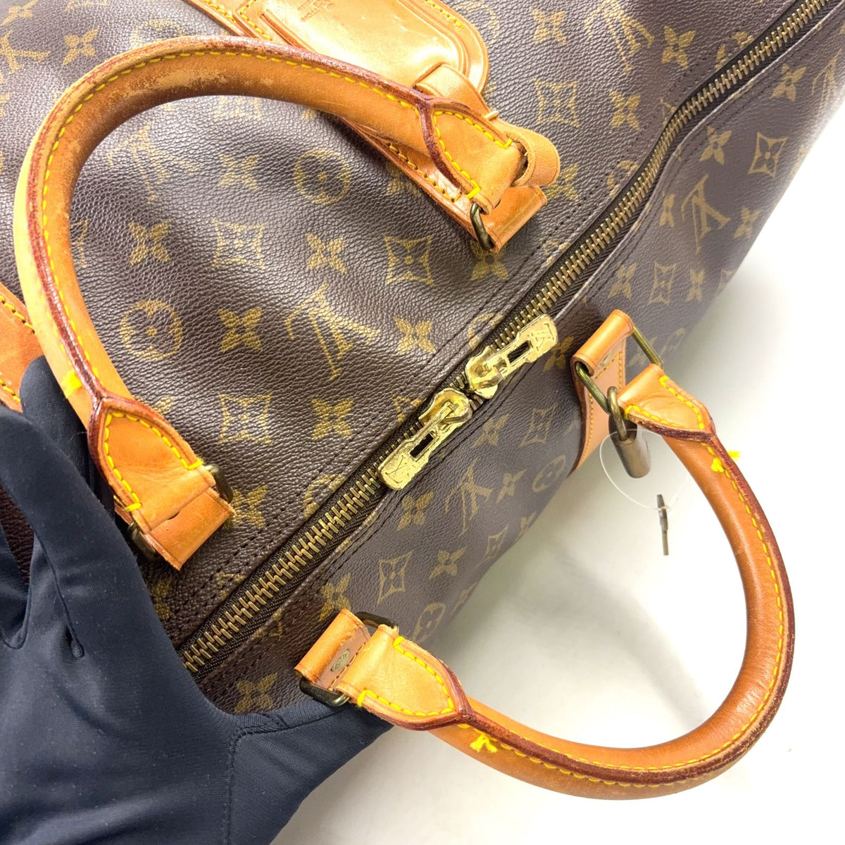 Louis Vuitton Keepall Bandouliere 60 Monogram Brown Boston Bag Gold — view 7