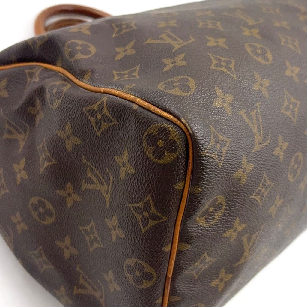 Louis Vuitton Speedy 35 Monogram Leather Brown Handbag Gold — view 7