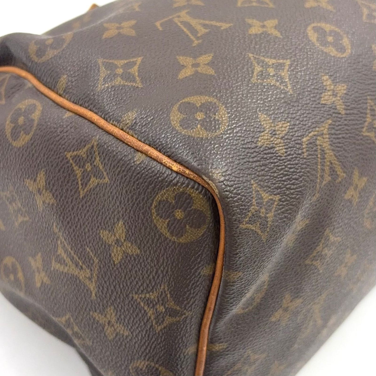 Louis Vuitton Speedy 35 Monogram Leather Brown Handbag Gold — view 8