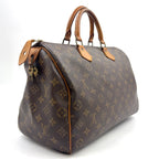 Louis Vuitton Speedy 35 Monogram Leather Brown Handbag Gold — view 2