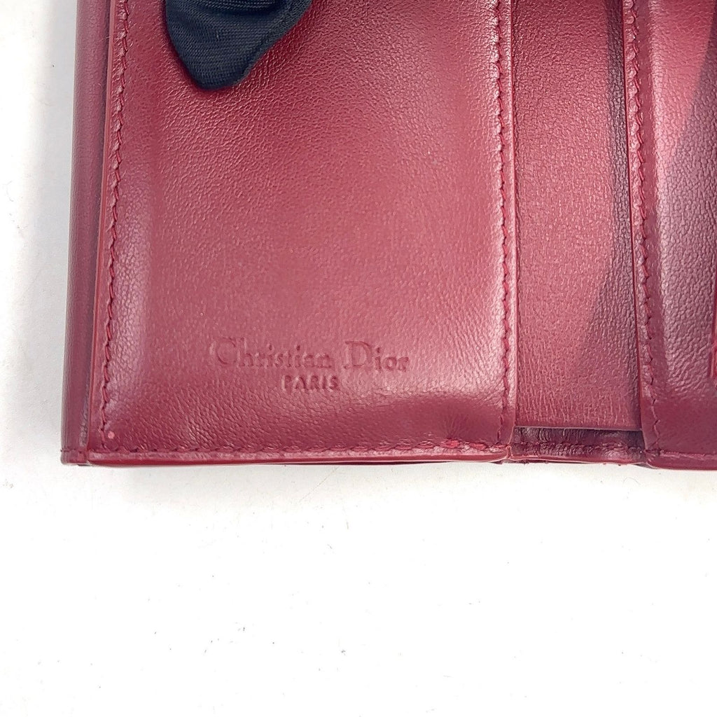 Dior Lady Lotus Wallet Patent Leather Red Trifold Gold — view 4