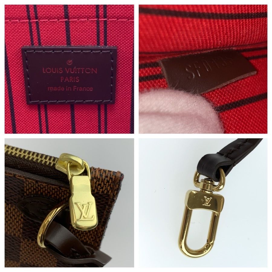 Louis Vuitton Damier Neverfull Pouch Brown Gold — view 3