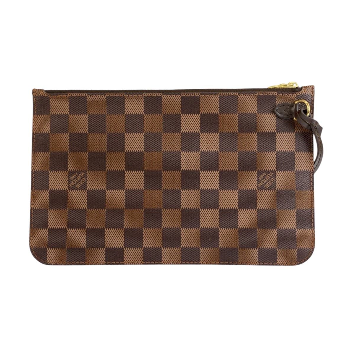 Louis Vuitton Damier Neverfull Pouch Brown Gold — view 2