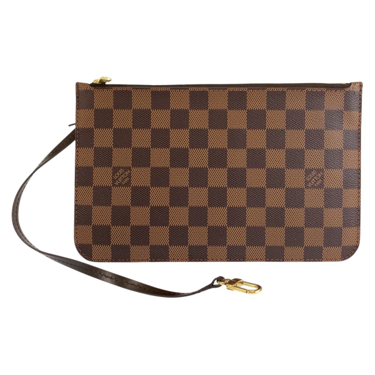 Louis Vuitton Damier Neverfull Pouch Brown Gold