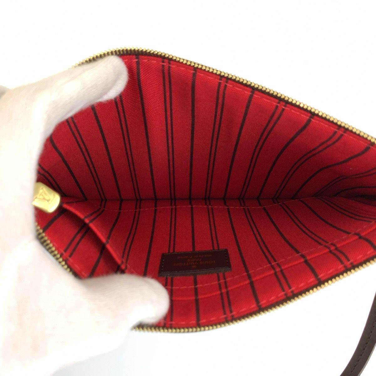 Louis Vuitton Damier Neverfull Pouch Brown Gold — view 5