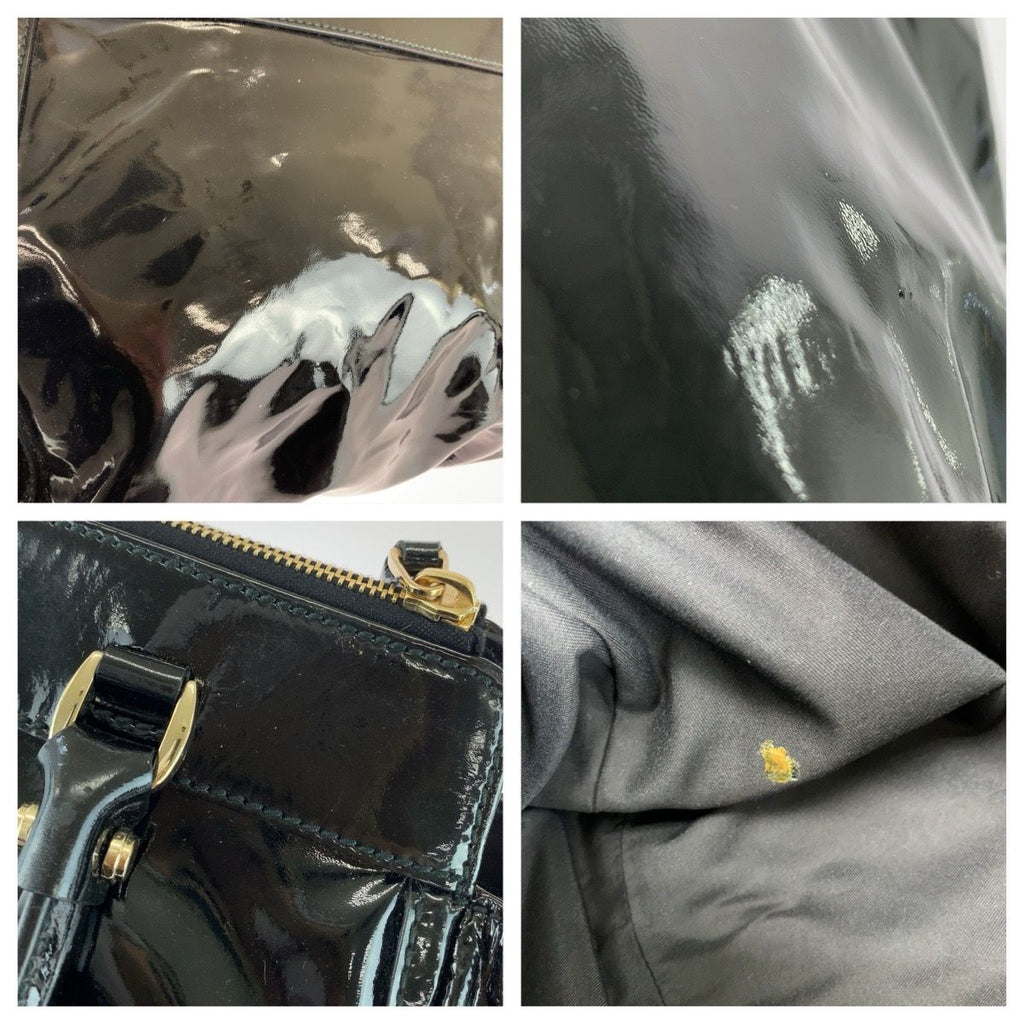 Gucci Abbey Black Gold Patent Tote Bag — view 6