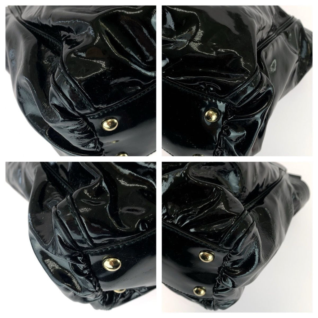 Gucci Abbey Black Gold Patent Tote Bag — view 3