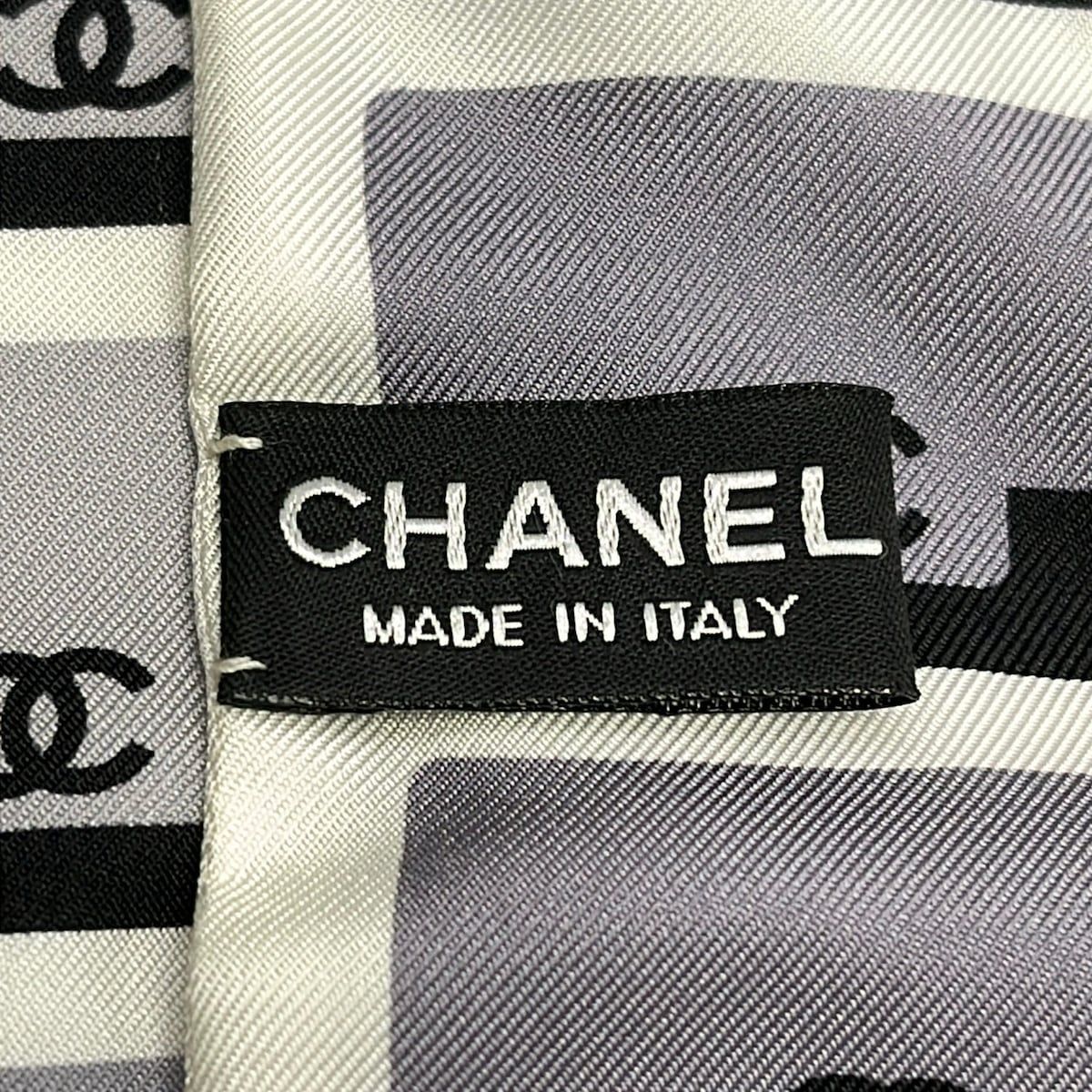 Chanel Scarf Ivory Pink Gray Ribbon — view 2