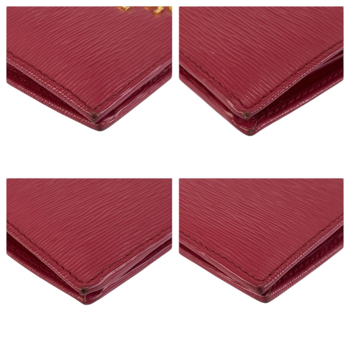 Prada Saffiano Logo Pink Gold Leather Fold Wallet Compact — view 7