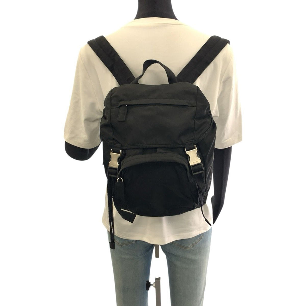 Prada Tessuto Black Silver Nylon Backpack — view 7