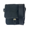 Prada Tessuto Black Silver Nylon Shoulder Bag