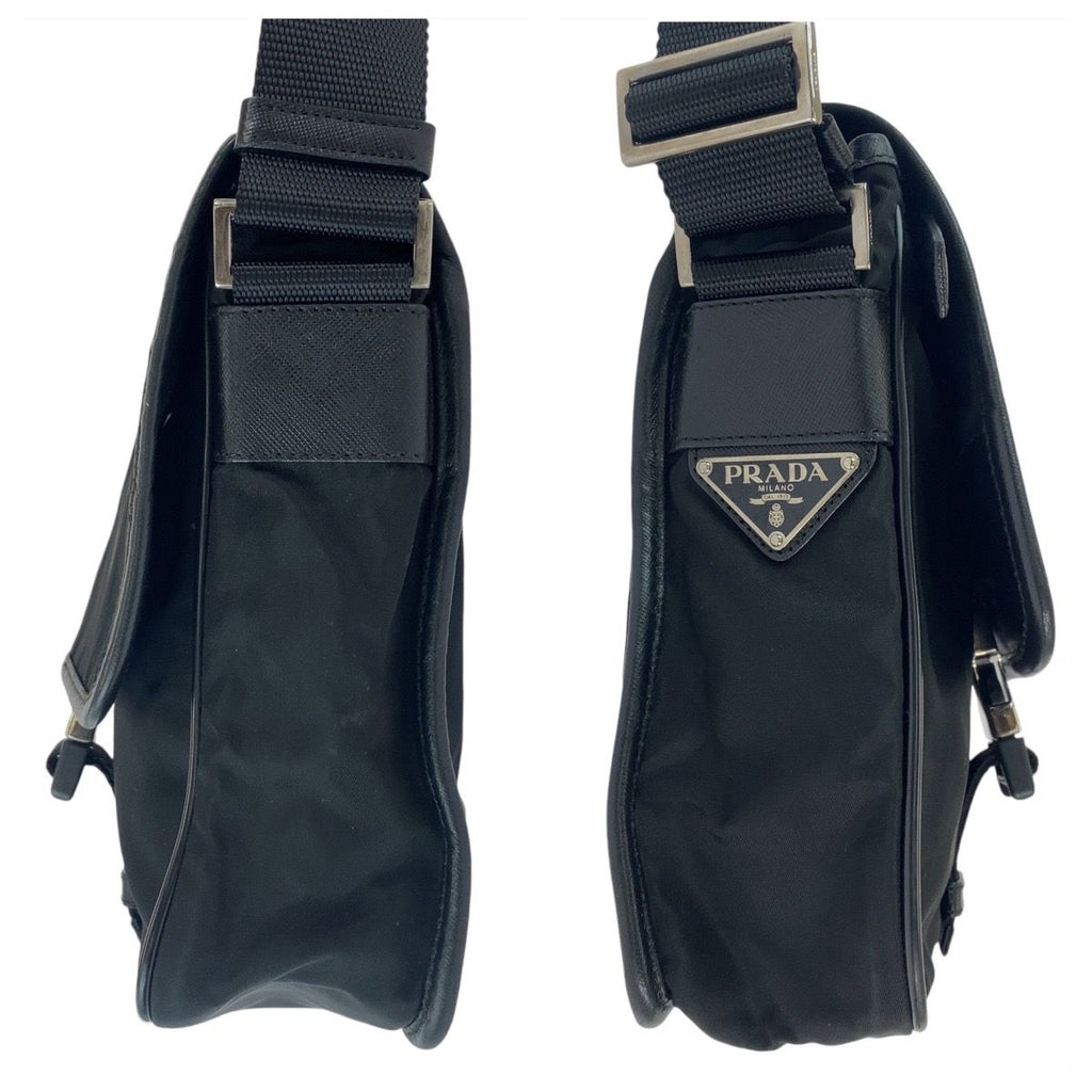 Prada Tessuto Black Silver Nylon Shoulder Bag — view 7