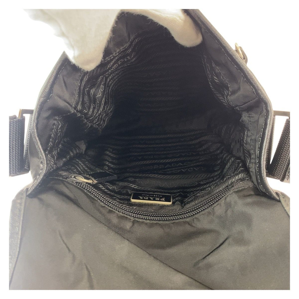 Prada Tessuto Black Silver Nylon Shoulder Bag — view 8