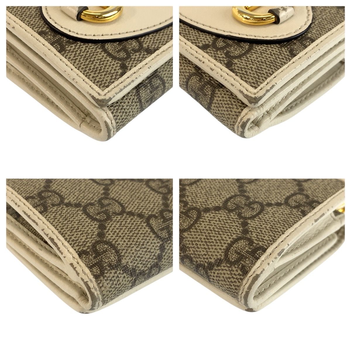 Gucci Horsebit Beige Ivory GG Supreme Canvas Fold Wallet Compact — view 7