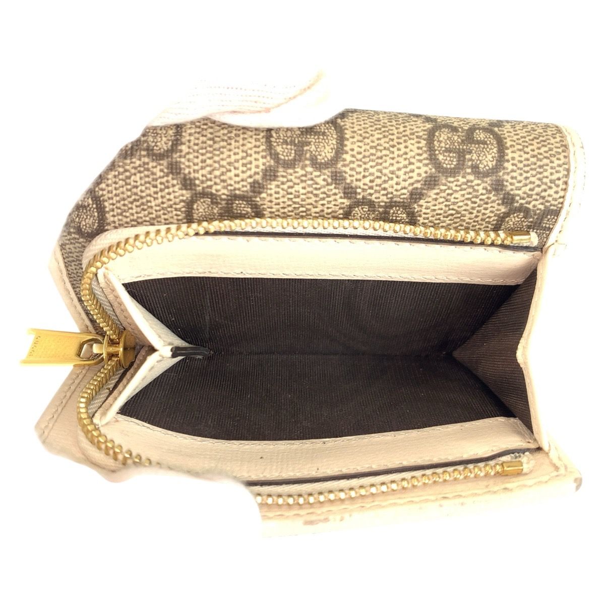 Gucci Horsebit Beige Ivory GG Supreme Canvas Fold Wallet Compact — view 6