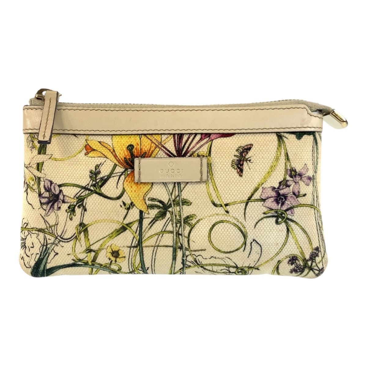 Gucci Flora Ivory Gold Canvas Case Makeup Pouch