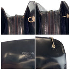 Prada Navy Silver Patent Leather Chain Shoulder Bag — view 5
