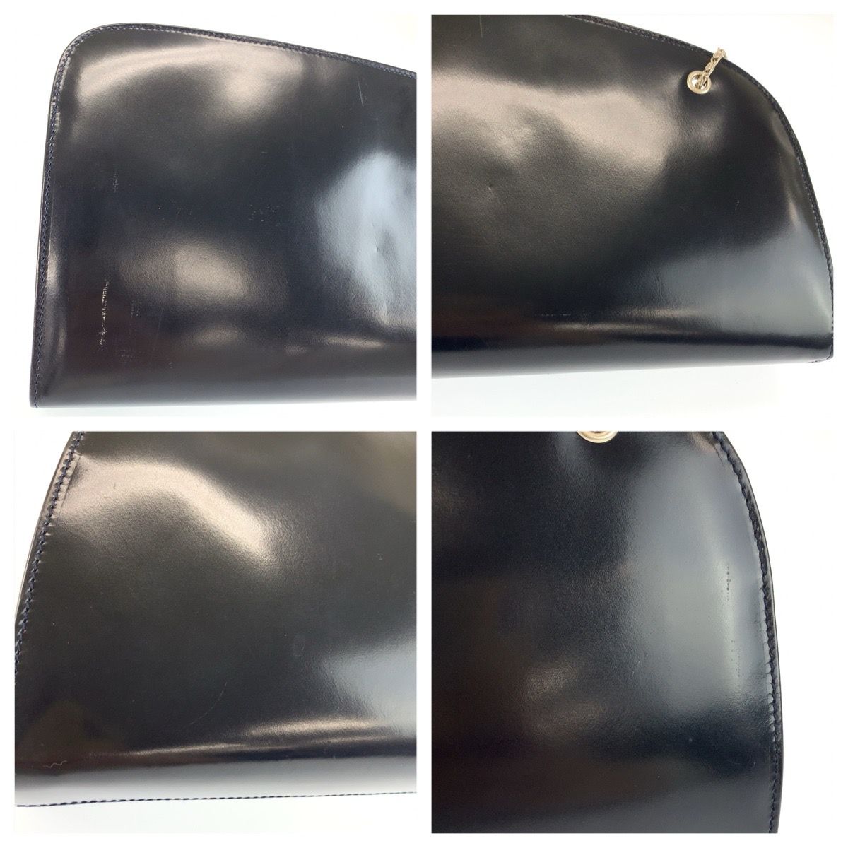 Prada Navy Silver Patent Leather Chain Shoulder Bag — view 6