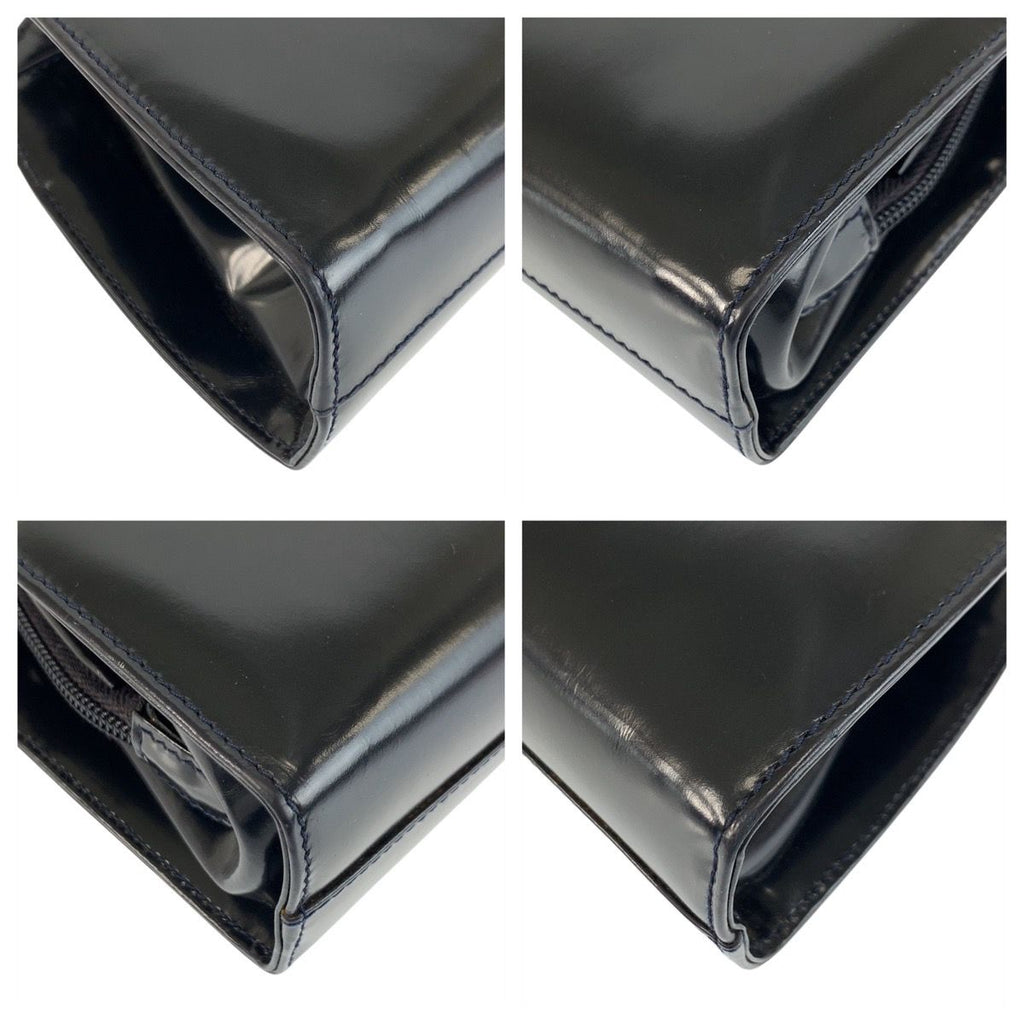 Prada Navy Silver Patent Leather Chain Shoulder Bag — view 4