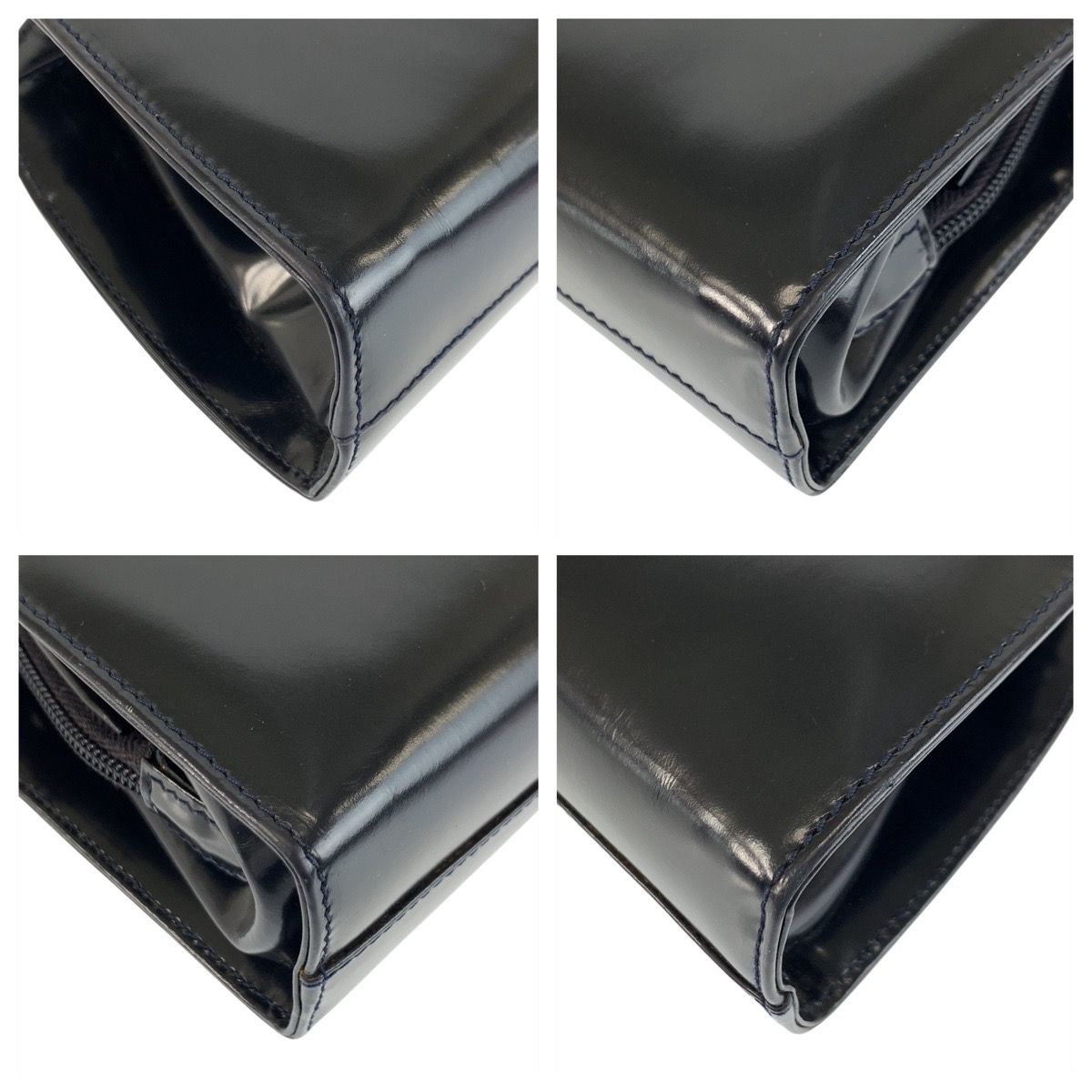 Prada Navy Silver Patent Leather Chain Shoulder Bag — view 4