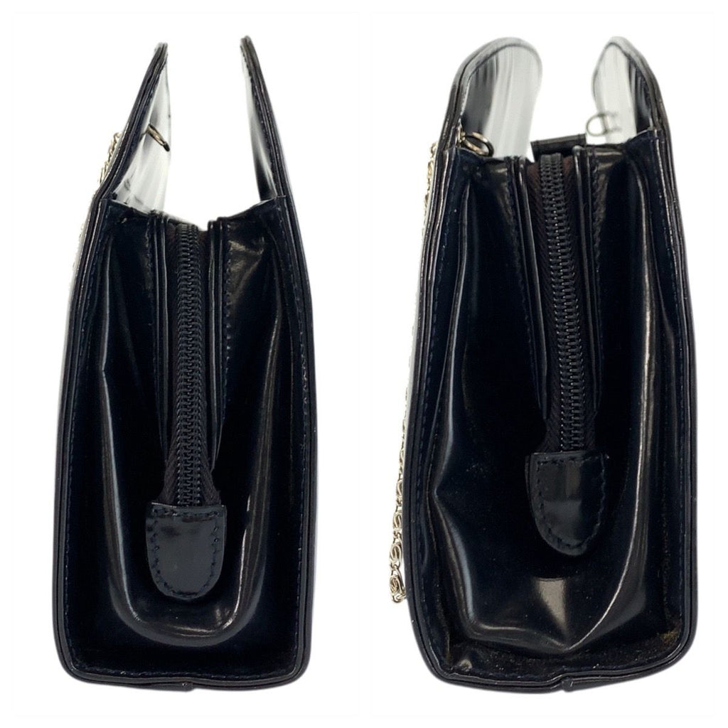 Prada Navy Silver Patent Leather Chain Shoulder Bag — view 8