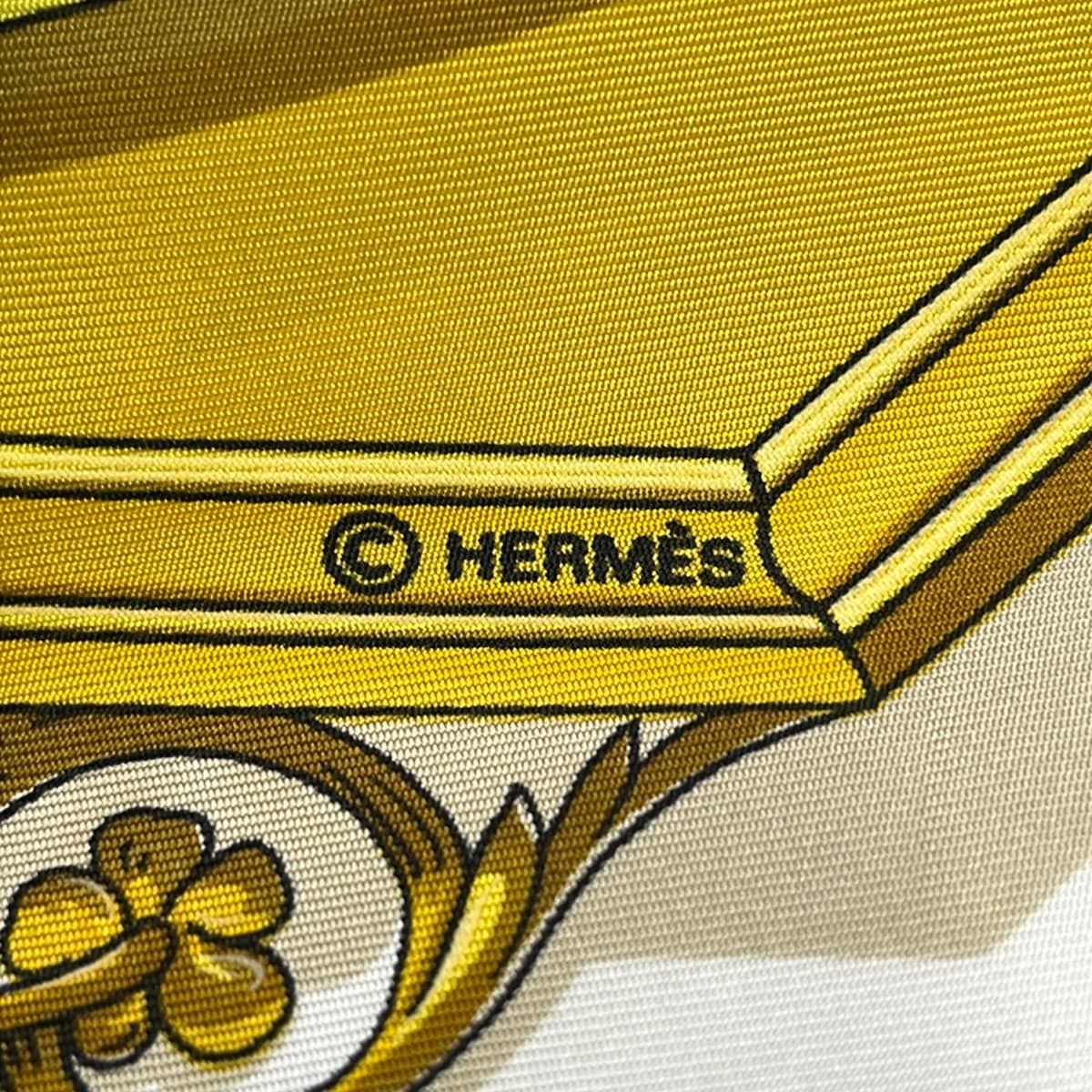 Hermes Scarf Yellow White Gold Astrology Silk — view 2