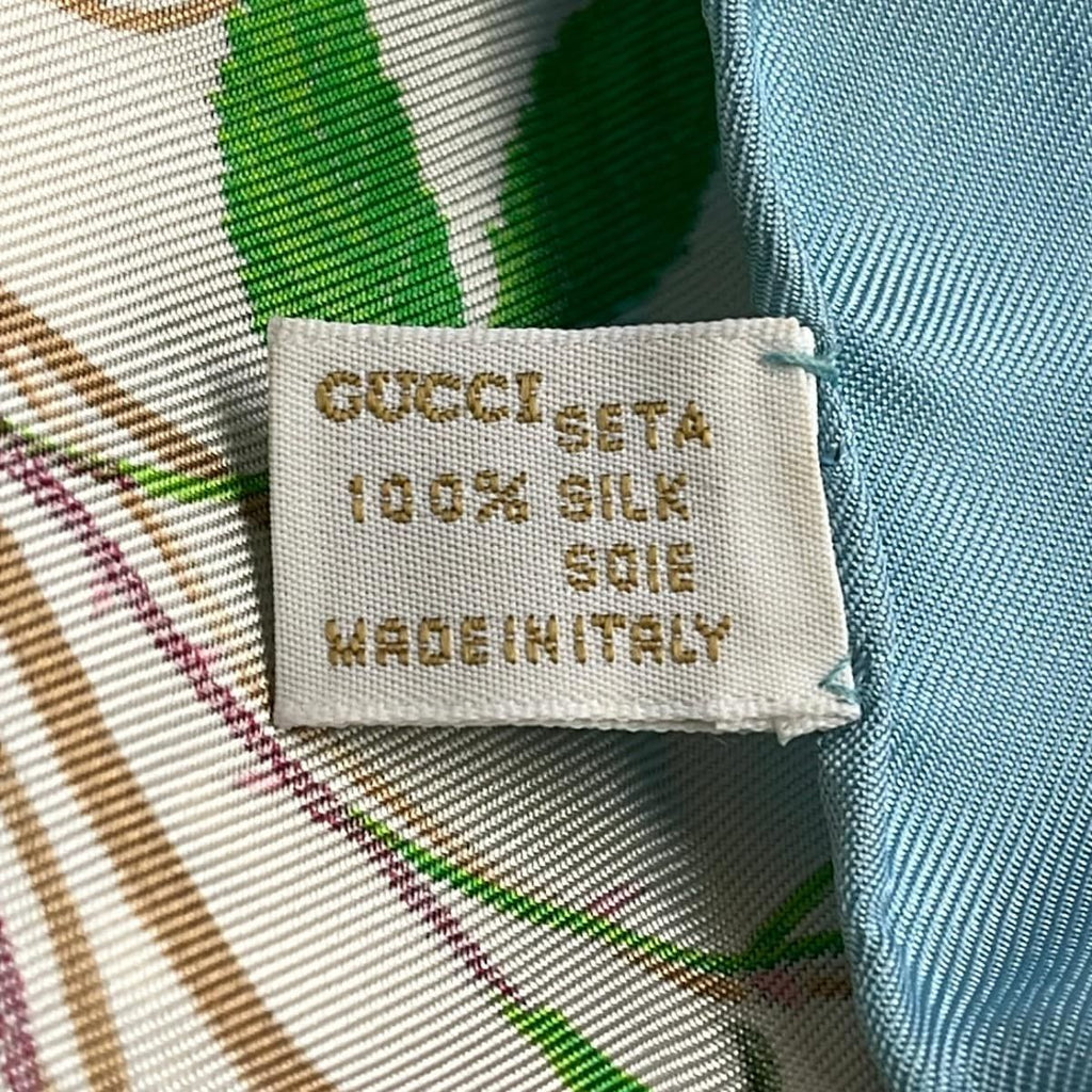 Gucci Scarf Light Blue Green Multi Floral Pattern — view 2