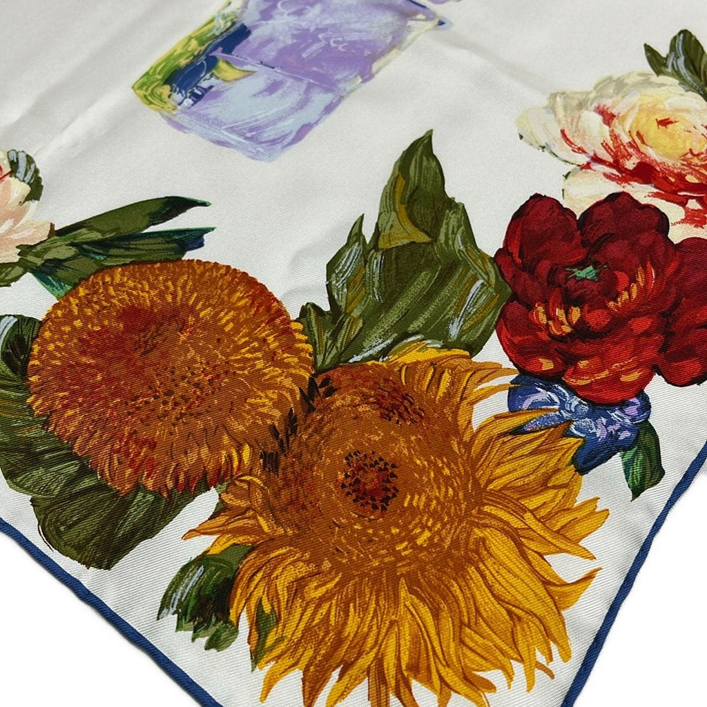 Gucci Scarf White Red Multi Floral Pattern — view 3