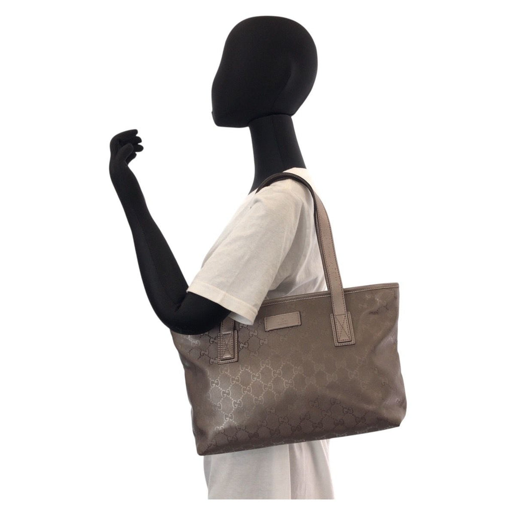Gucci GG Supreme Gray Leather Tote Shoulder Bag — view 7