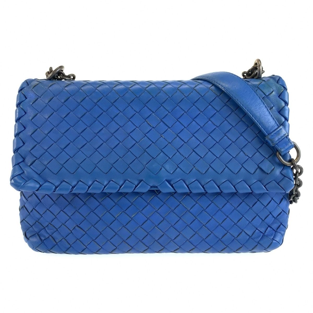 Bottega Veneta Intrecciato Olympia Blue Chain Shoulder Bag