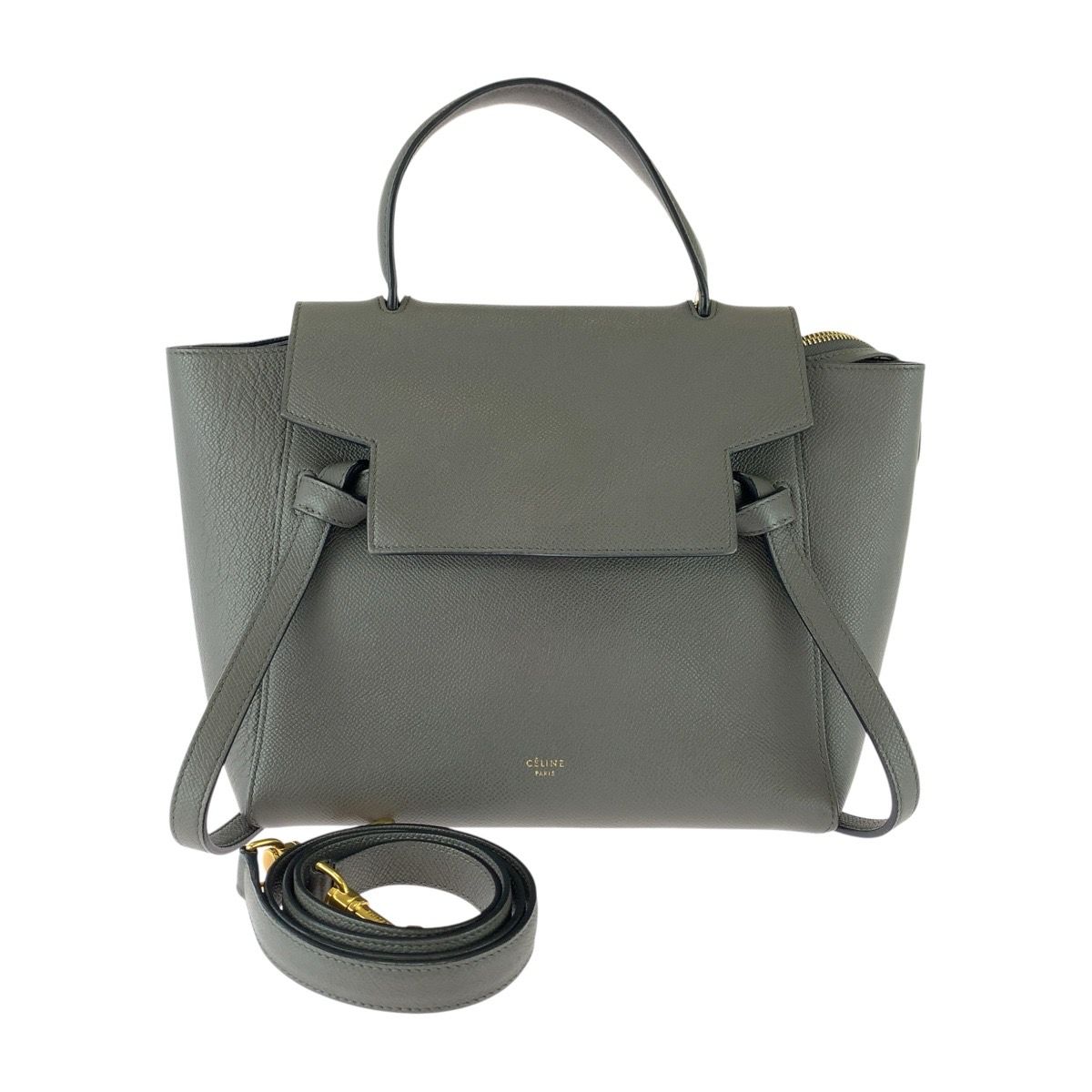 Celine Belt Bag Gray Gold Leather 2-Way