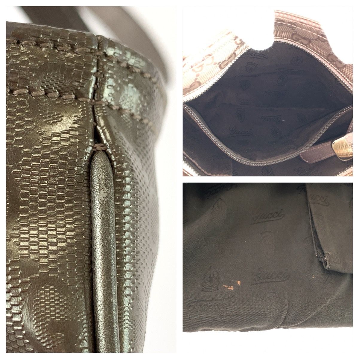 Gucci GG Supreme Beige Metallic Silver Shoulder Bag Pochette — view 5