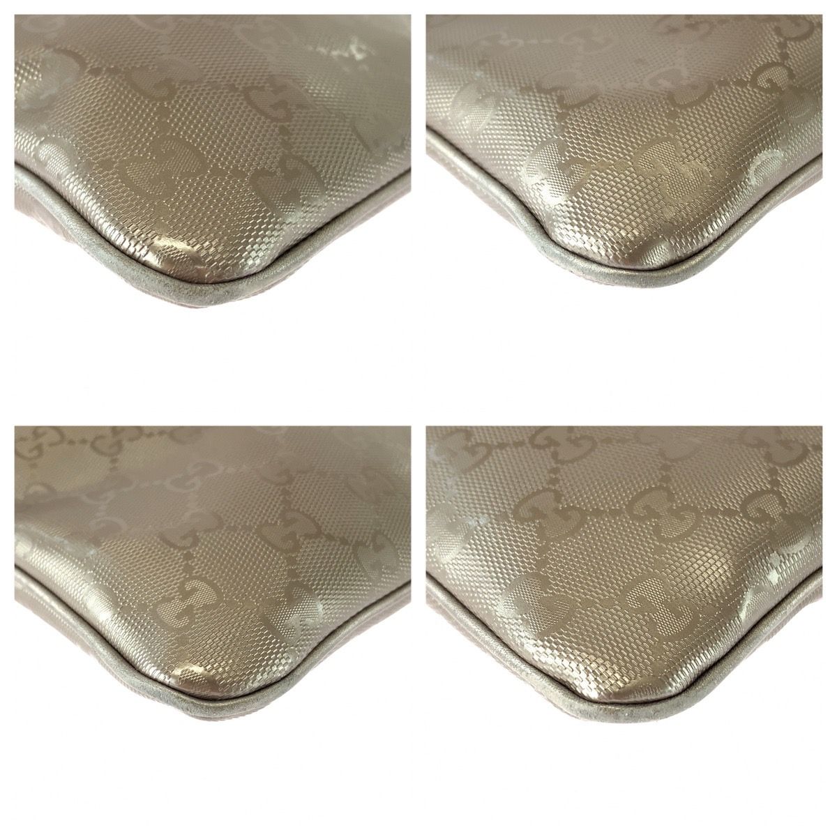 Gucci GG Supreme Beige Metallic Silver Shoulder Bag Pochette — view 3