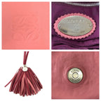 Loewe Flamenco Fringe Pink Bordeaux Silver Leather Shoulder Bag — view 4