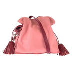 Loewe Flamenco Fringe Pink Bordeaux Silver Leather Shoulder Bag